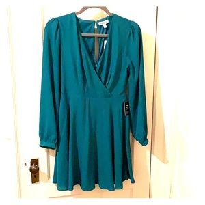 Green long sleeve cocktail dress